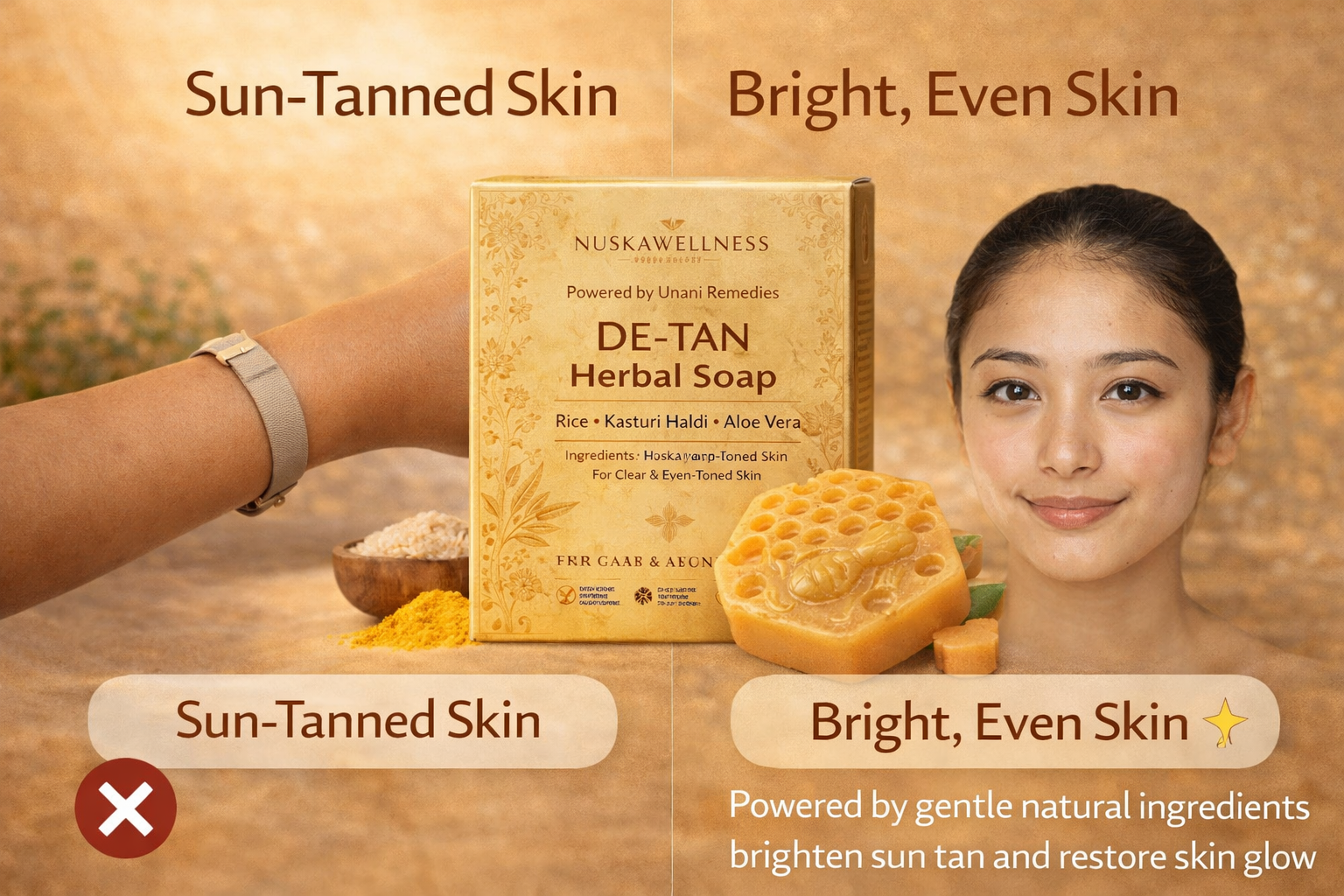 NuskaWellness De-Tan Herbal Soap (Gold)