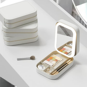 LED Makeup Organizer Box with Mirror & Lights