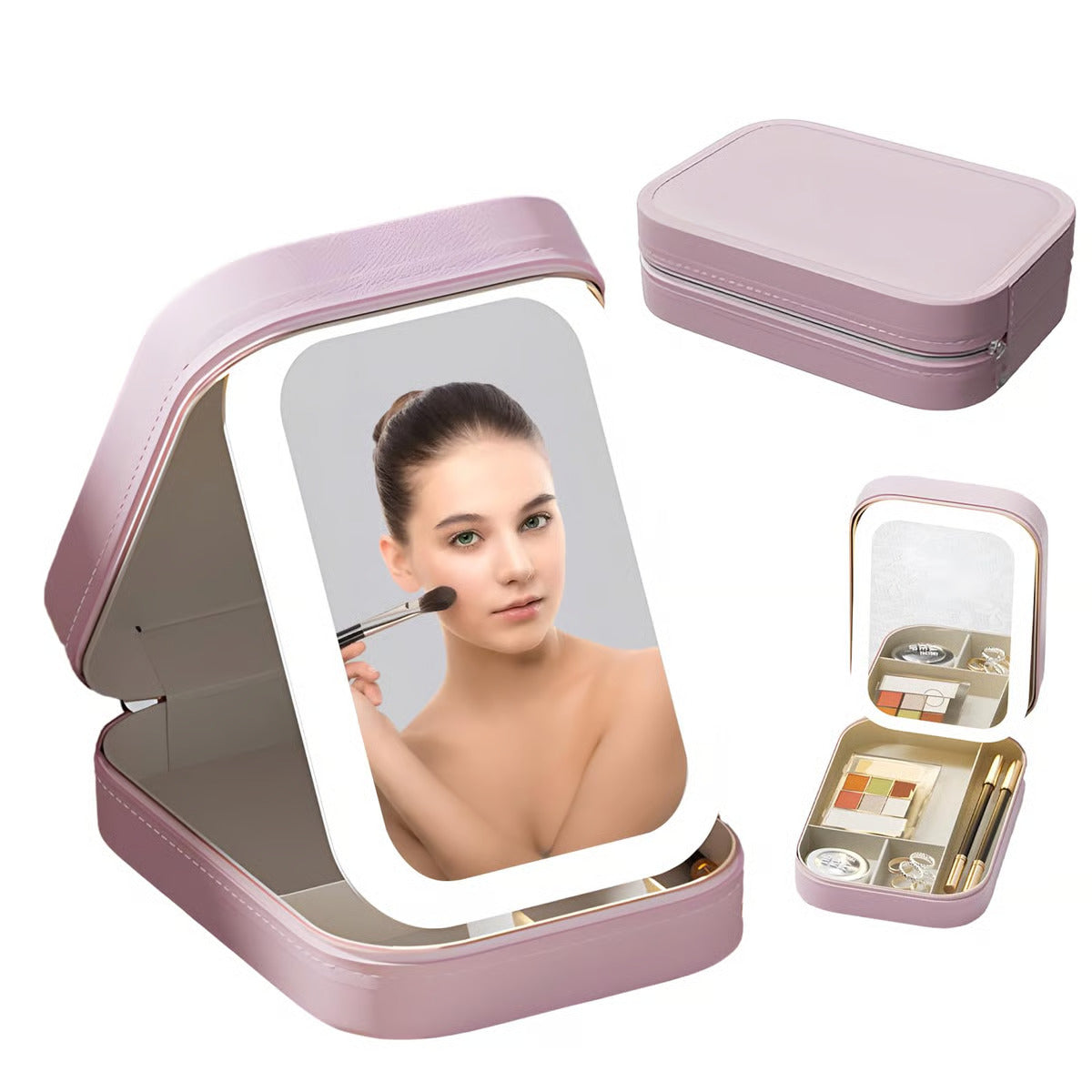 LED Makeup Organizer Box with Mirror & Lights
