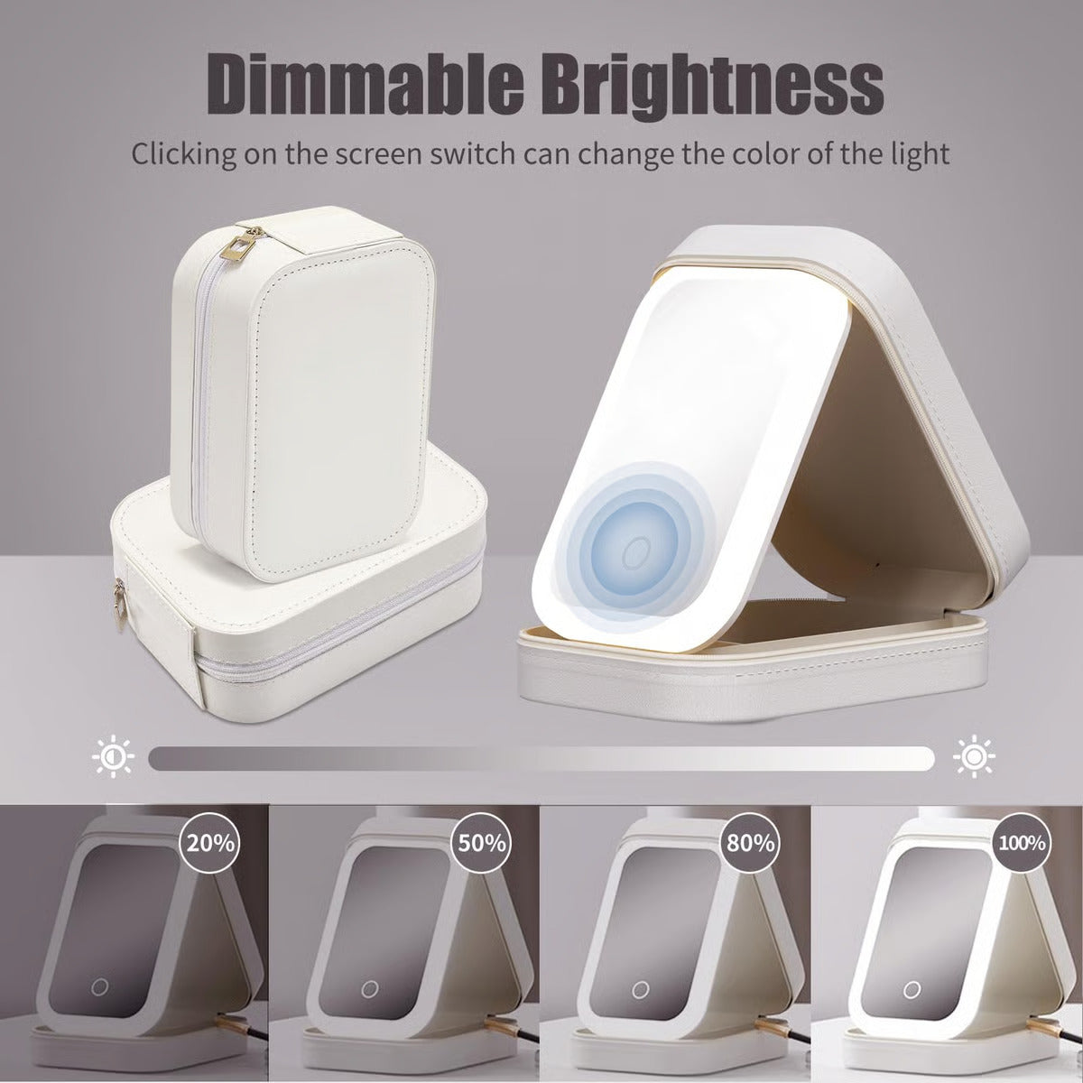 LED Makeup Organizer Box with Mirror & Lights