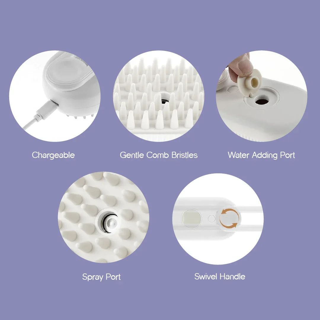 Pet-Furr Mist Brush — Gentle Grooming with Hydrating Mist